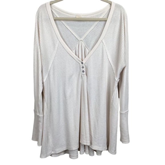 Free People We The Free Citrine Thermal Top tee size medium‎ Long Sleeve - Picture 3 of 9